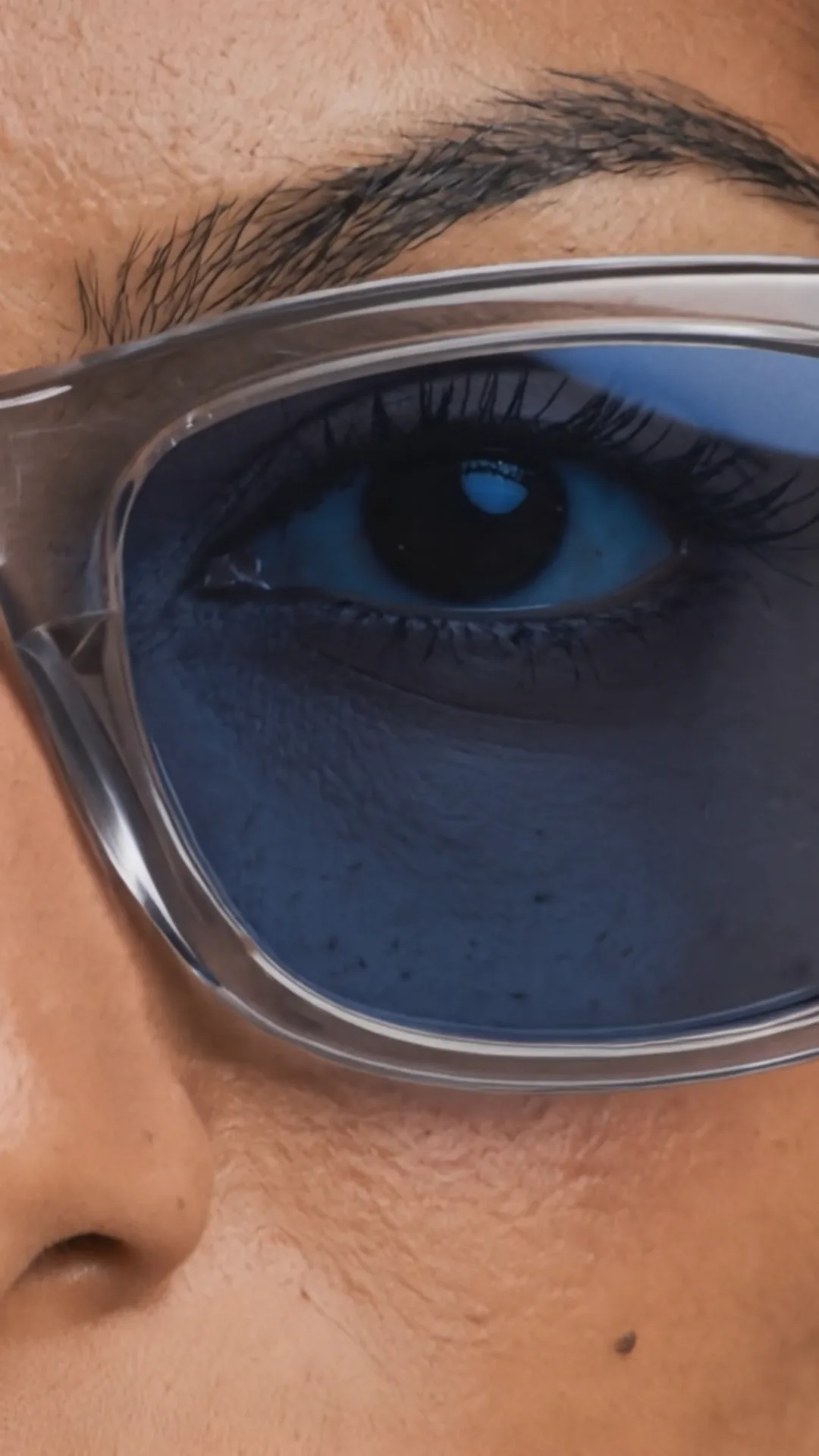 From Ray-Ban Meta: an eye through a blue-tinted lens